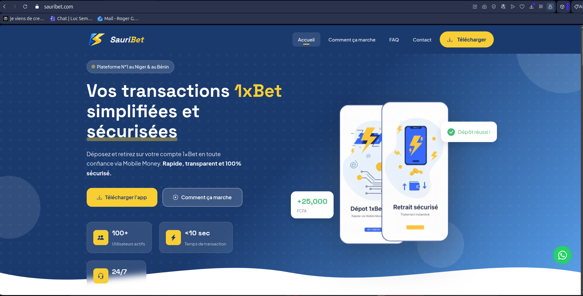 SauriBet – Transactions 1xBet via Mobile Money